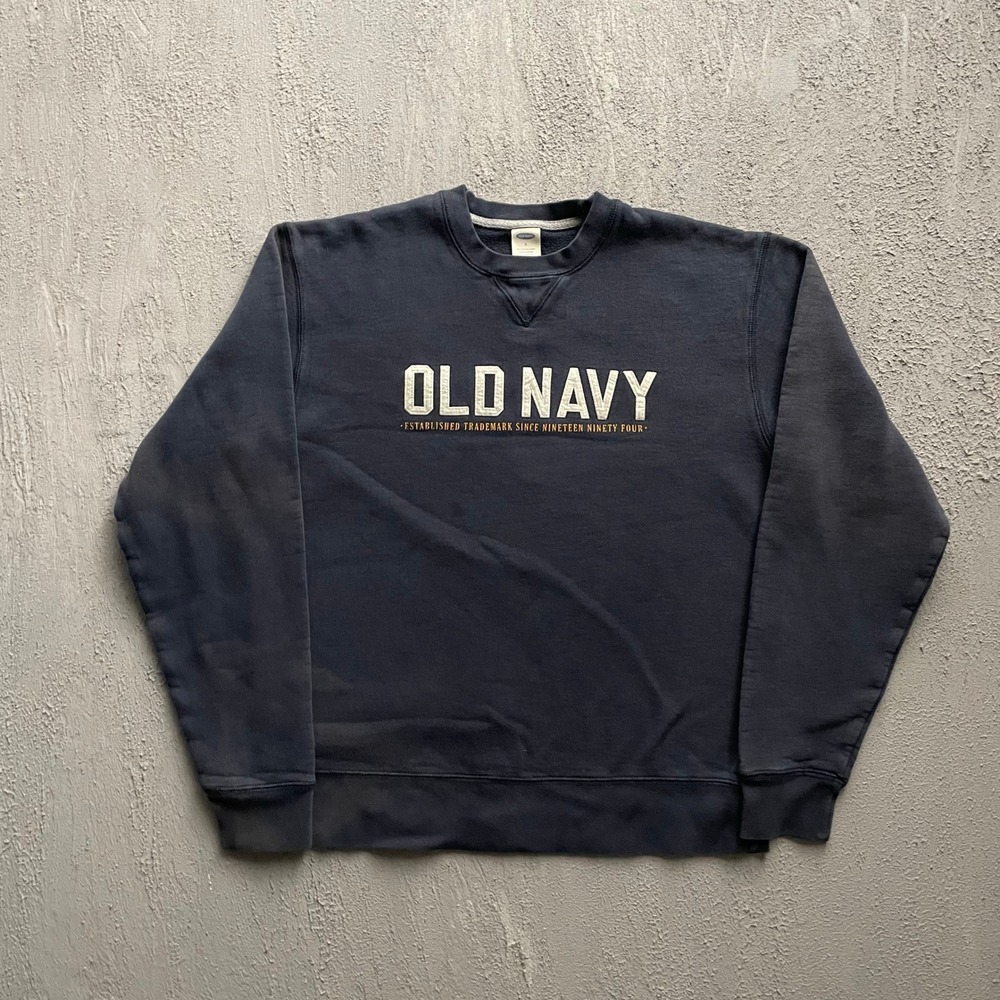 Vintage Logo Graphic Sweatshirt Mens Small Navy Blue 2000s Old Navy